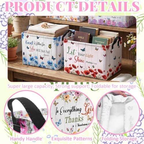 4 Pcs Christian Floral Storage Basket - Image 2