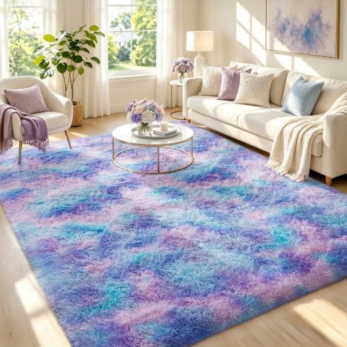 Ophanie Rainbow Purple Mermaid Rugs by Ophanie