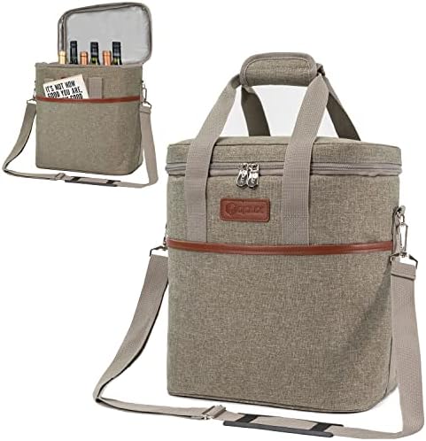 opux Insulated Wine Cooler Bag, Leakproof 6 Bottle Wine Tote Carrier by OPUX