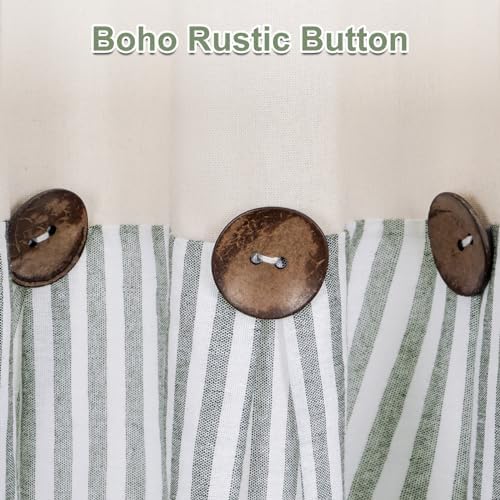 ASPMIZ Cotton Linen Farmhouse Curtains Boho Rustic Button Curtain, Linen Window - Image 3