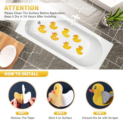 20 PCS Non Slip Bathtub Stickers, Cute Duck Creature Shower Stickers - Image 4