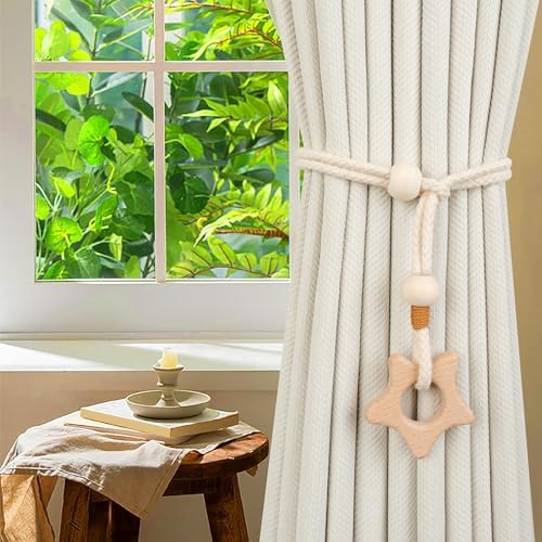 2 Pack Wooden Curtain Tiebacks - Image 2