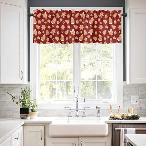 Christmas Valance Kitchen Curtains Set, Winter Holiday Decor Short Window - Image 2