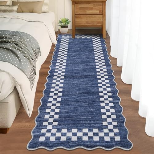 GarveeHome Washable Runner Rug 2x10 Modern Bordered Hallway Checkered Rugs - Image 2