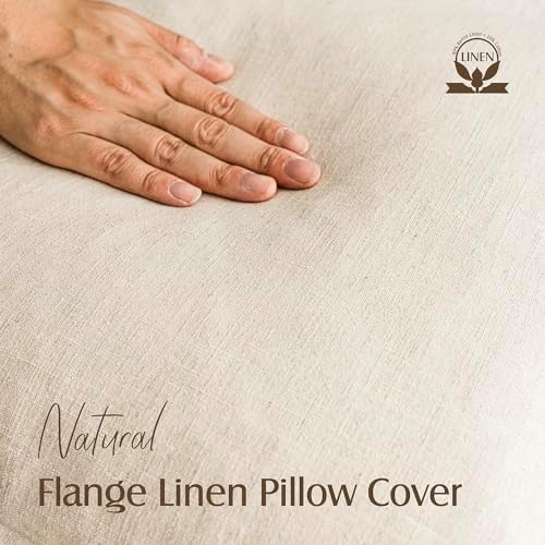 Foindtower Linen Solid Decorative Throw Pillow Covers 26x26 Natural Beige - Image 2