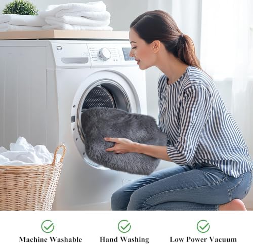 5x7 Grey Shag Rug for Bedroom, Soft Plush Fluffy Washable Carpet - Image 5