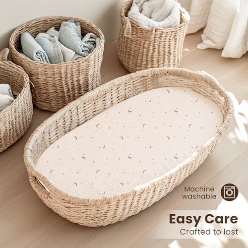 Konssy 2 Pack Muslin Bassinet Sheets - Image 5