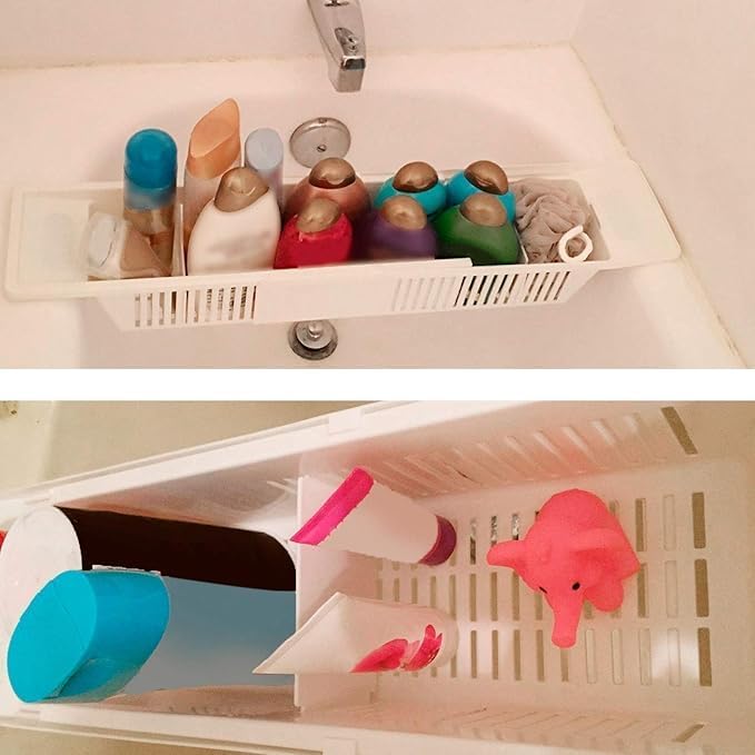 Adjustable Bathtub Toy Organizer, Partitioned Storage Basket - Image 3