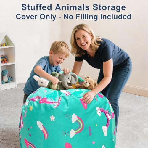 Lukeight Stuffed Animals Storage Bean Bag Chair Cover - Image 4