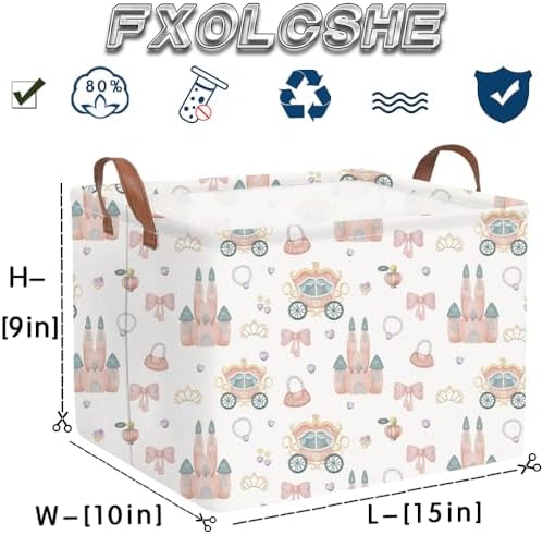 Rectangular Princess Castle Basket, Collapsible girl storage box, Gift Organizer - Image 7
