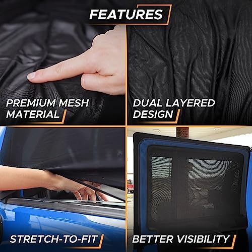 EcoNour Rear Window Shade for Jeep Wrangler Car Window Mesh Screen - Image 3