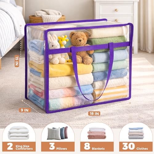 2 Pack Clear Storage Bags for Clothes, 45L Closet Organizers and Storage - Image 2