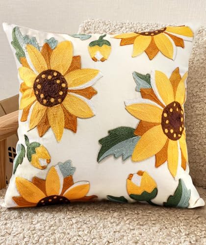 Embroidered Throw Pillow Cover, 18x18 Inch by Kokaaee