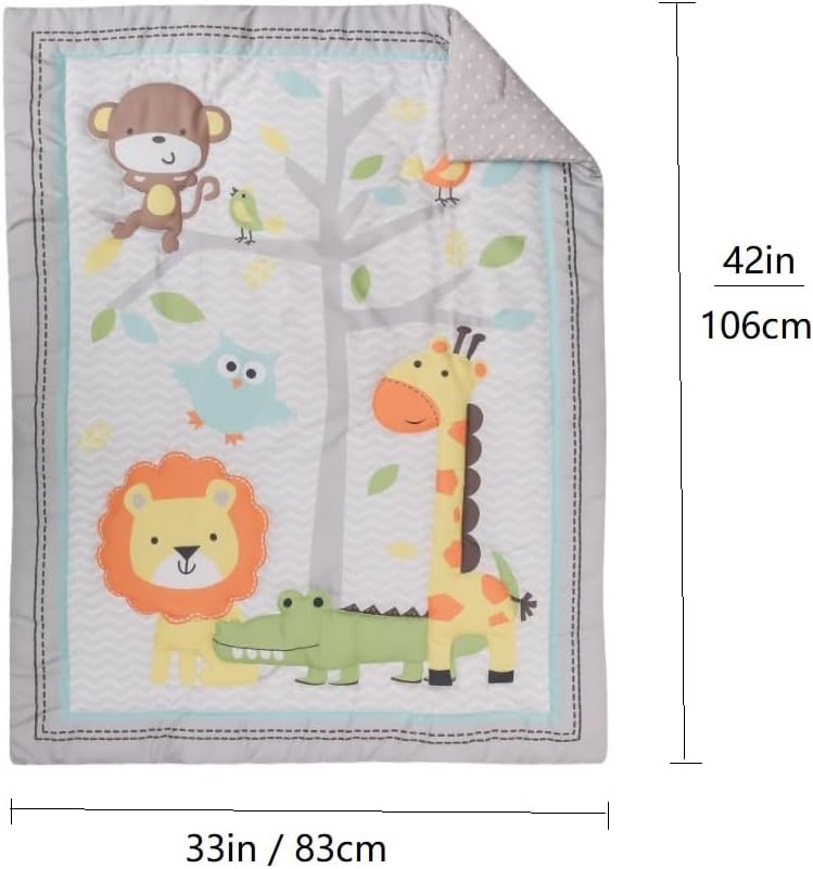 Animals 3pcs Baby Crib Bedding Set, - Image 5