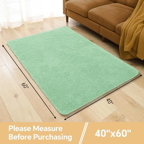 Polyester Bathroom Rug 40"x60" Light Green, Large Soft Bath Mat - Image 2
