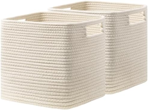UBBCARE Set of 2 Kallax Storage Cubes-13 ×15 ×13 Inch, Cotton Rope Basket by UBBCARE