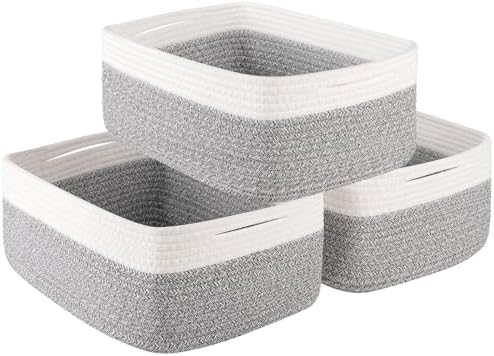 OIASKET Storage Baskets for Organizing 3 Pack, Woven Baskets for Shelves by OIASKET