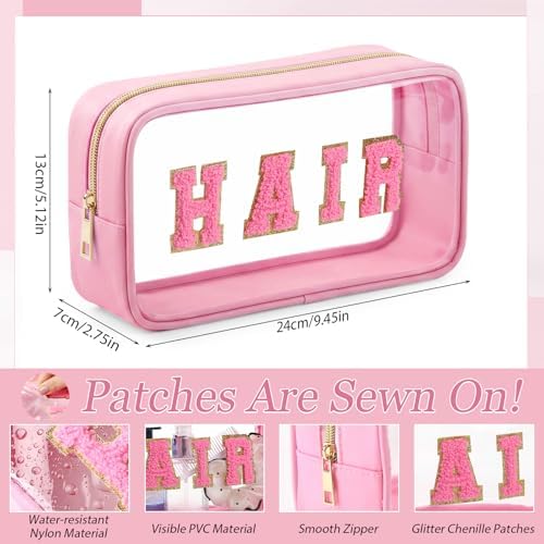4 Pcs Toiletry Bag Clear Chenille Letter Pouch Diaper Bag Organizer Snacks - Image 2
