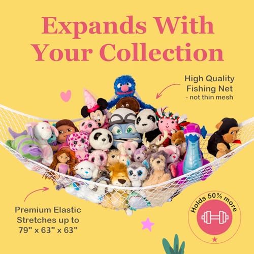 Extra Large Stuffed Animal Storage Hammock 1 Pack | Holds 12 lbs | Corner - Image 3