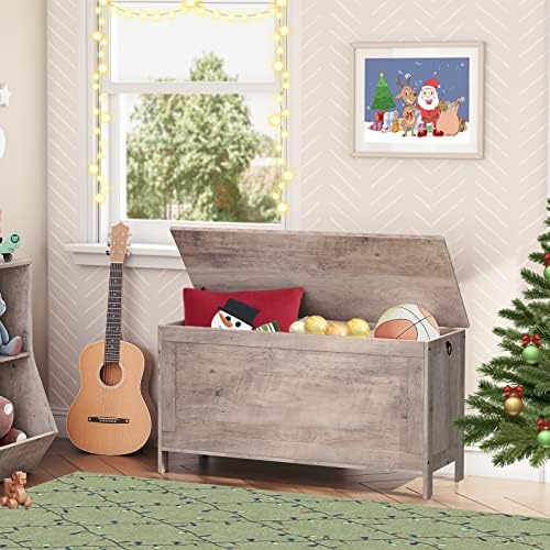 HOOBRO Toy Box, Retro Wooden Look Storage Chest - Image 3