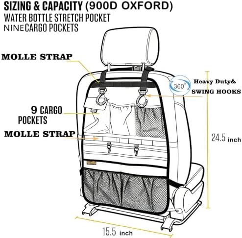 ECWKVN Car Seat Back Organizer, Heavy Duty Back Seat Organizer - Image 4