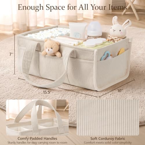 Corduroy Baby Diaper Caddy Organizer - Image 2
