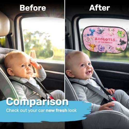 GENANY Axolotls Car Side Window Sun Shades 2 Piece 21 x 14 Inch - Image 3