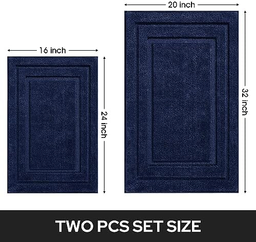 HOMEIDEAS Bathroom Rugs Sets 2 Piece, Soft Non Slip Bath Mat Navy Blue - Image 2