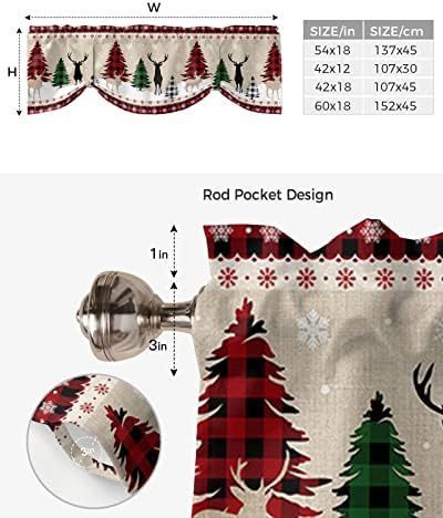 Farmhouse Christmas Blackout Tie Up Valance Curtains - Image 6