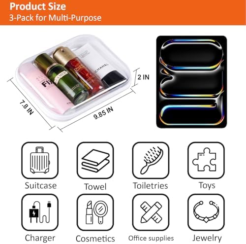 3 PCS Clear Hard Shell Zipper Case, Hard Plastic Zipper Pouches, Diaper Bag - Image 2