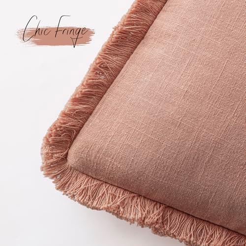 Foindtower Decorative Linen Fringe Lumbar Throw Pillow Covers Cozy Boho - Image 3