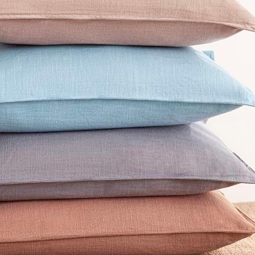 Foindtower Linen Solid Decorative Throw Pillow Covers 18x18 Light Purple - Image 7