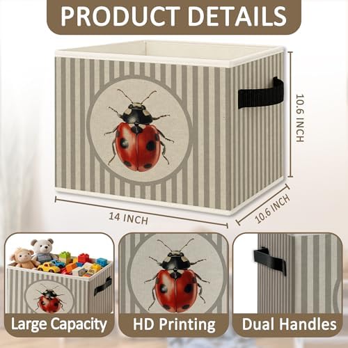 Kids Nursery Ladybug Foldable Storage Bins Box - Image 6