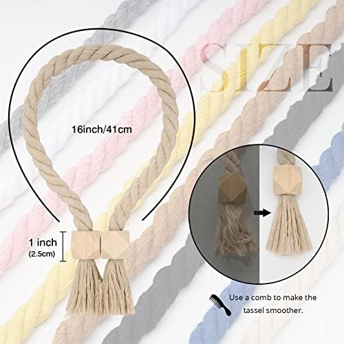 NICEEC 2 Pack Wooden Polyhedron Magnetic Curtain Tiebacks Boho Home Decor Drape - Image 4