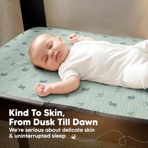 2pk Muslin Mini Crib Sheets for Boys, 38x26 Fitted Sheet - Image 5