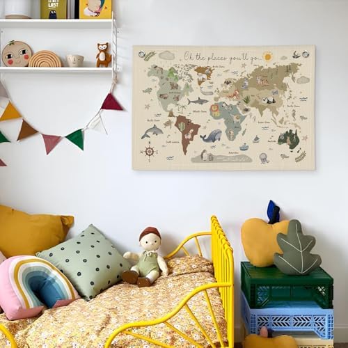 Wheatwin World Map for Kids, World Maps Banner for Playroom Wall 20x30 - Image 5