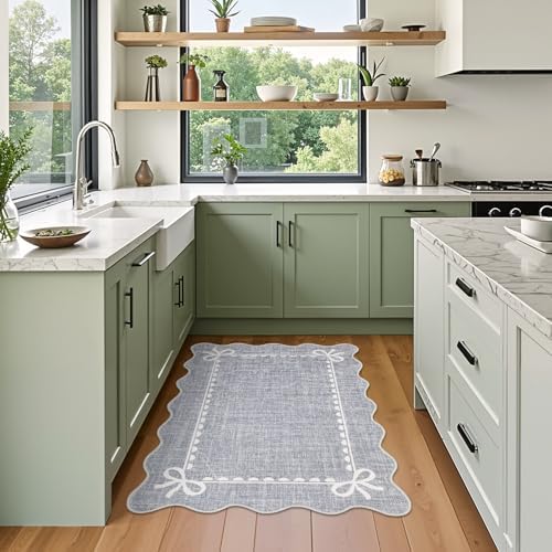 GarveeHome Scalloped Entryway Rug 2x3 Washable Front Door Bow Rug - Image 3
