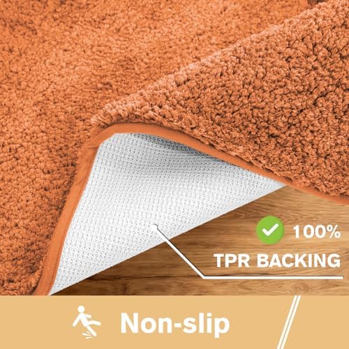 Polyester Bathroom Rug 36"x60" Burnt Orange, Large Soft Bath Mat - Image 5