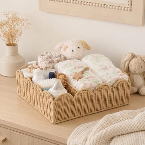 Wicker Diaper Caddy Organizer, Nursery Storage Basket by Klippehop