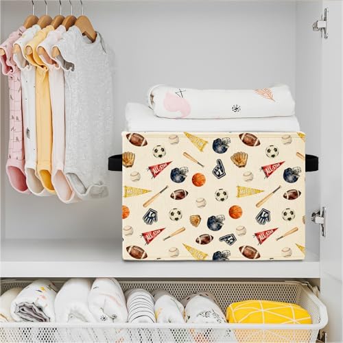Sports Nursery Decor Storage Bins, Baseball Basketball Football Soccer Sports - Image 4