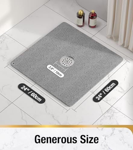 HITSLAM Square Loofah Shower Mat, 24x24 Inch Non Slip Bath Mat - Image 3