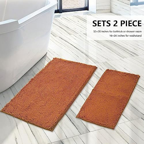 BOANKODU Bathroom Rugs Sets 2 Piece, Extra Soft Chenille Bath Mat Absorbent - Image 2