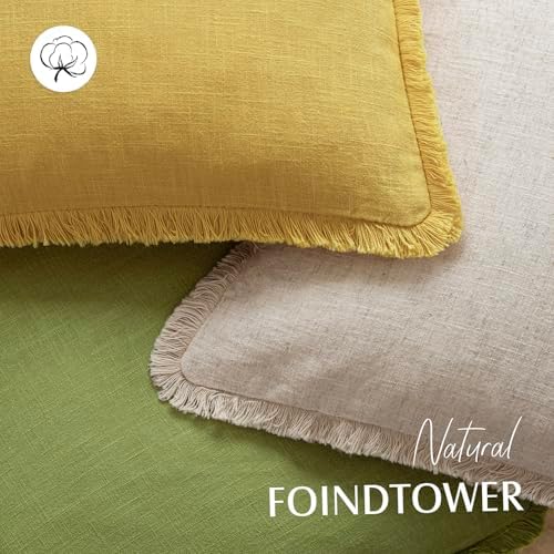 Foindtower Decorative Linen Fringe Throw Pillow Covers Cozy Boho Farmhouse - Image 4