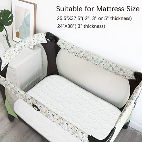 Pack and Play Sheets Fitted Quilted Waterproof Protector, 2 Pack Pad Covers - Image 6