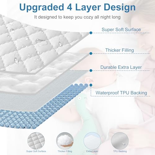 2 Pack Waterproof Mattress Protector Crib, Cotton 24X38 Fitted Crib Sheets Crib - Image 4