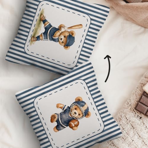 kdqua Bear Nursery Pillow Cover 18x18 Double-Sided, Sports Decorations Throw - Image 4