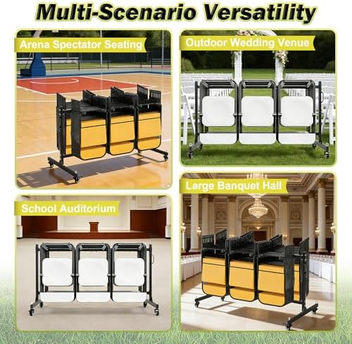 RANTILA Folding Chair Cart, Heavy Duty Chair Storage Dolly Holds 42 Chairs or - Image 4
