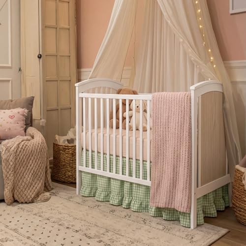 Gingham Crib Skirt Dust Ruffle 52 x 28 Inch 100% Cotton - Image 6