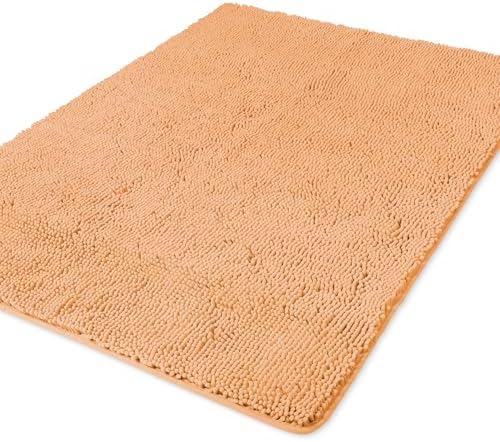 Yeaban Chenille Peach Bathroom Rug 40"x60", Non-Slip Rubber Backing by Yeaban