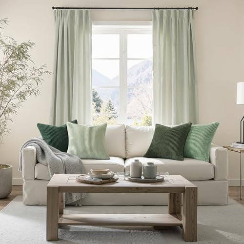 Topfinel Corduroy Throw Pillow Covers Pack of 2 Green 16"x16" No Insert - Image 6